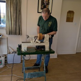 Paul turning a tea light holder
